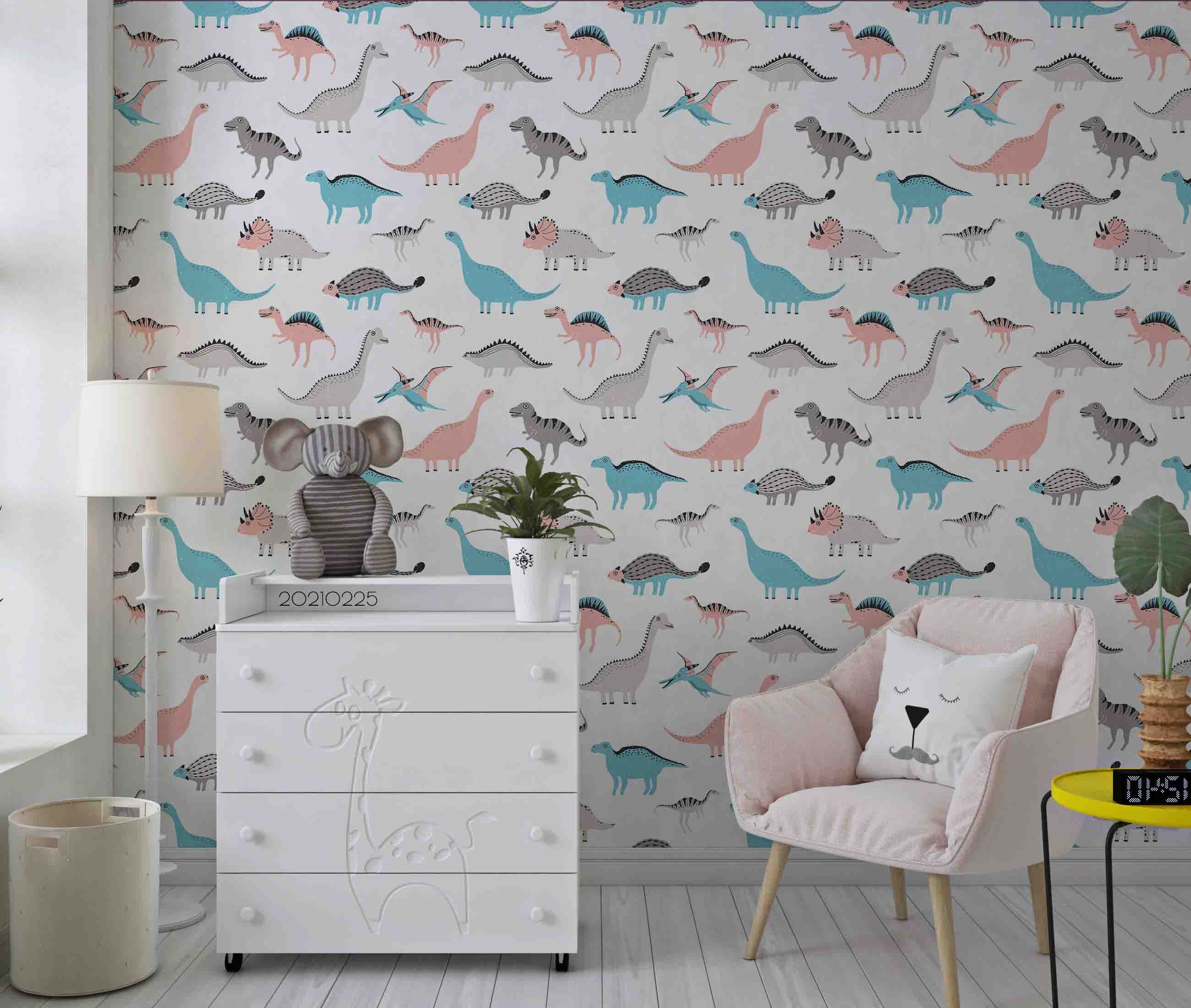 3D Cartoon Animal Color Dinosaur Wall Mural Wallpaper Lqh 196