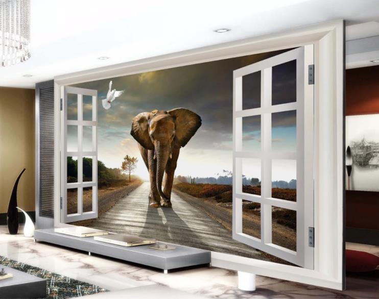 3D Plant Landscape Animal Elephant Tropical Wall Mural Wallpaper Lll 1316