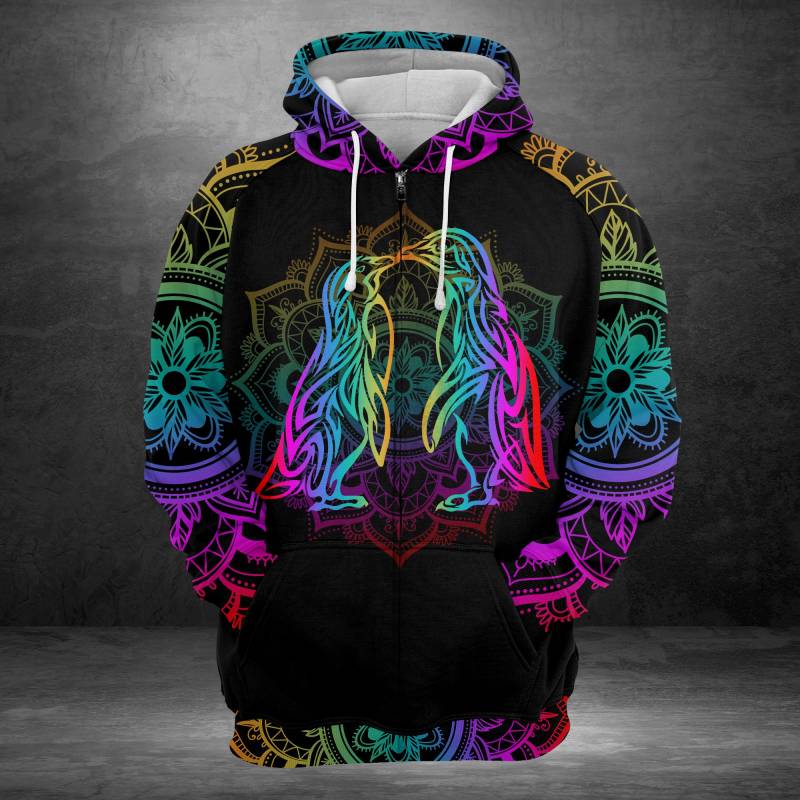 Penguin All Over Print Zip Hoodie G514