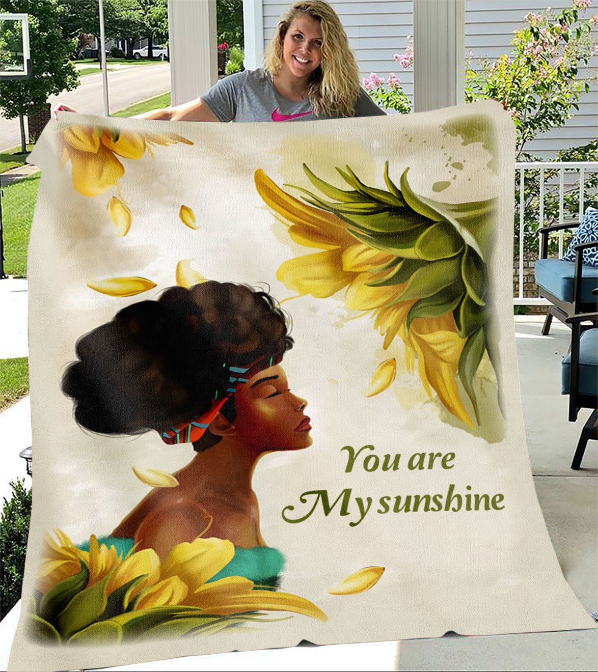 Black Woman You Are My Sunshine Premium Fleece Blanket