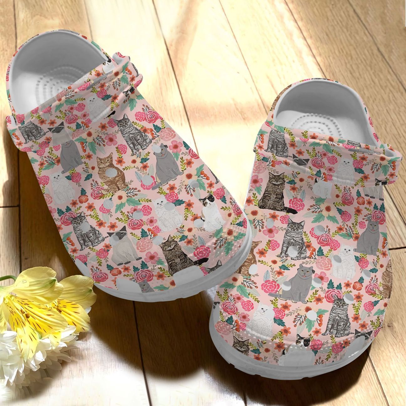 Cat Personalize Clog, Custom Name, Text, Fashion Style For Women, Men, Kid, Print 3D Floral