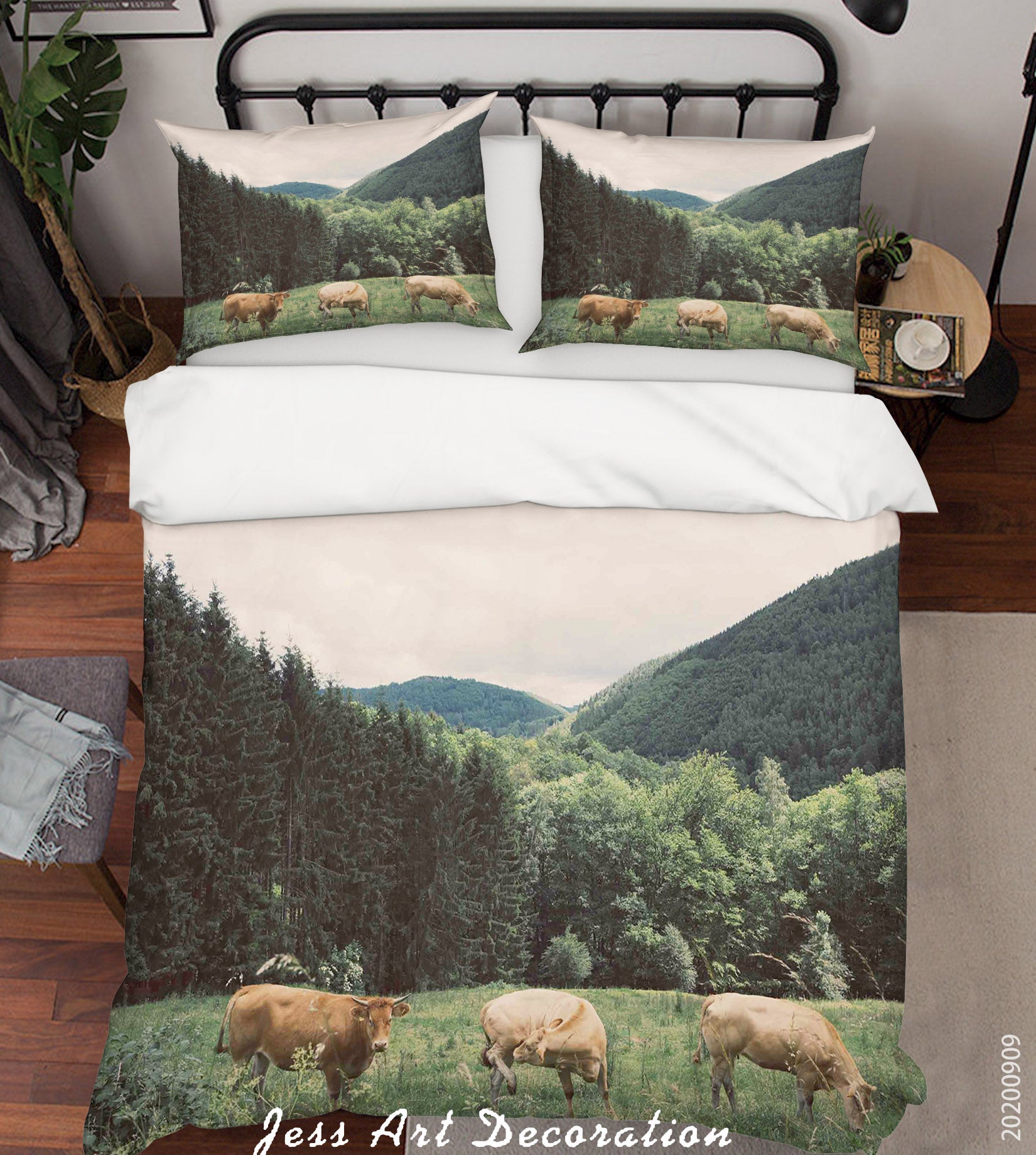 3D Nature Animal Cow Quilt Cover Set Bedding Set Duvet Cover Pillowcases Wj 6056