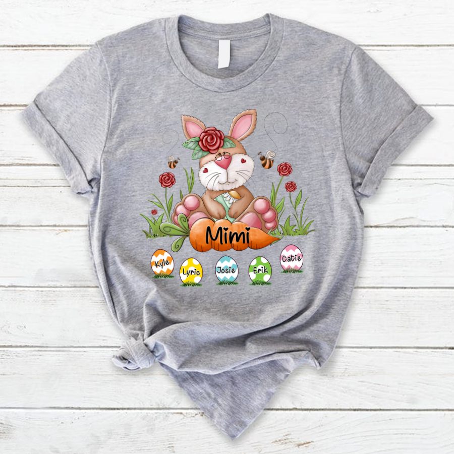 Personalized Bunny Grandma Rabbit Cute With Grankids Egg Easter Day T-Shirt