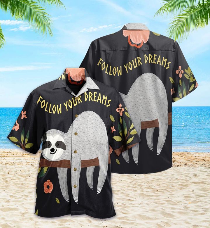 Sloth Black Hawaiian Shirt 3D