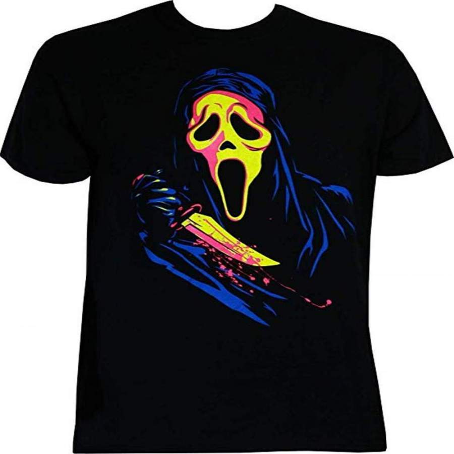 Halloween T-shirt Scream Ghostface Neon Shirt S-3XL