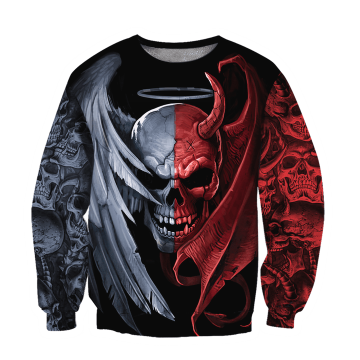 Angel And Evil Skull Crewneck Sweatshirt All Over Print Sweatshirt For Women Sweatshirt For Men