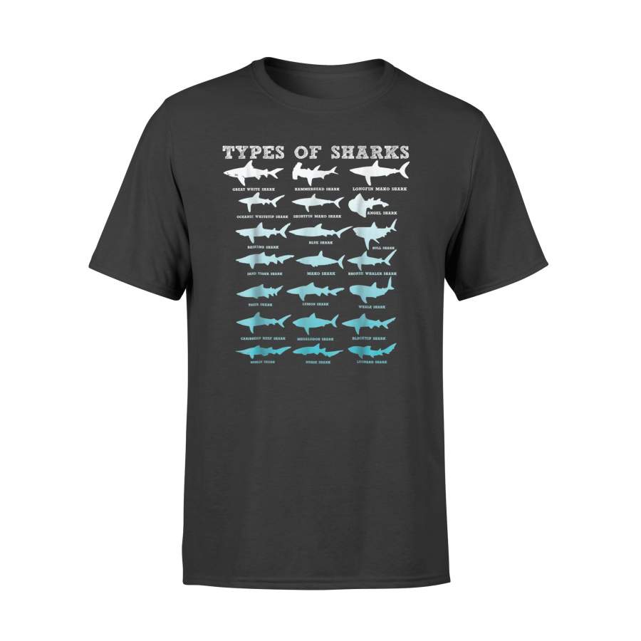 Birthday 21 Types of Sharks Marine Biology T-Shirt – Standard T-shirt