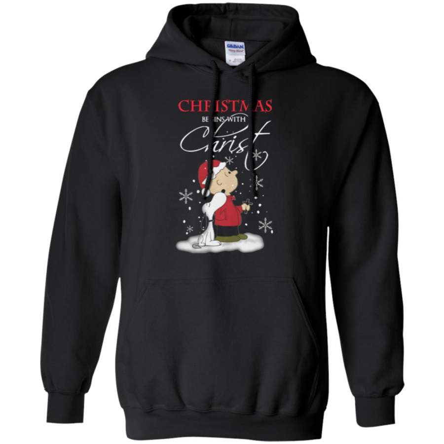 Snoopy and Charlie Christmas begins with christ Hoodie – Moano Store