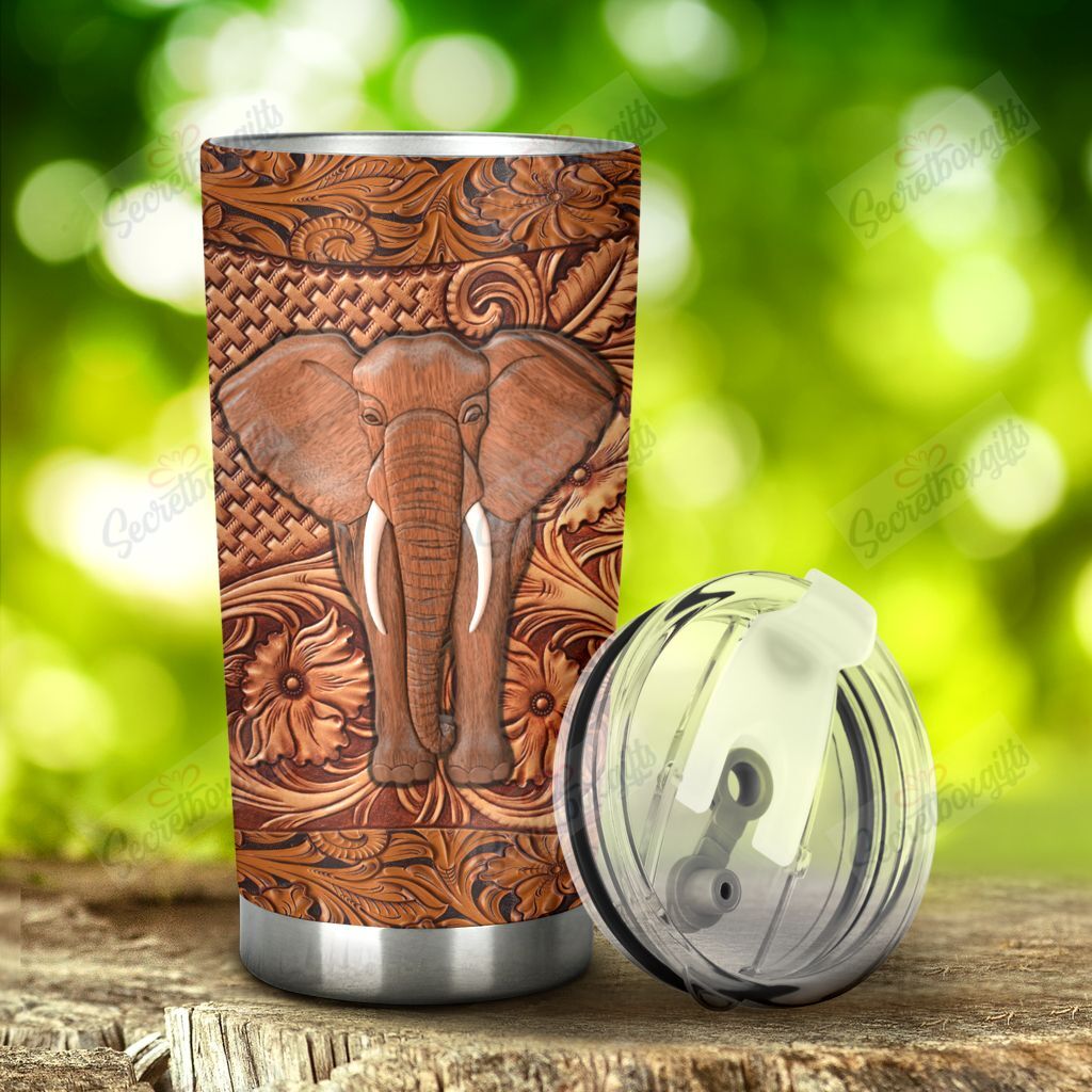 Personalized Elephant Wood Yw0901027Cl Stainless Steel Tumbler Customize Name, Text, Number