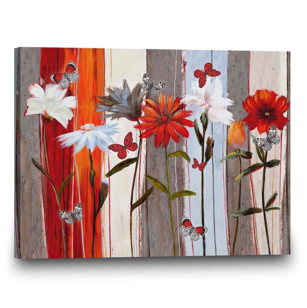 Butterfly Flowers Painting Wall Art Canvas | Best Gift Idea For Friends, Family