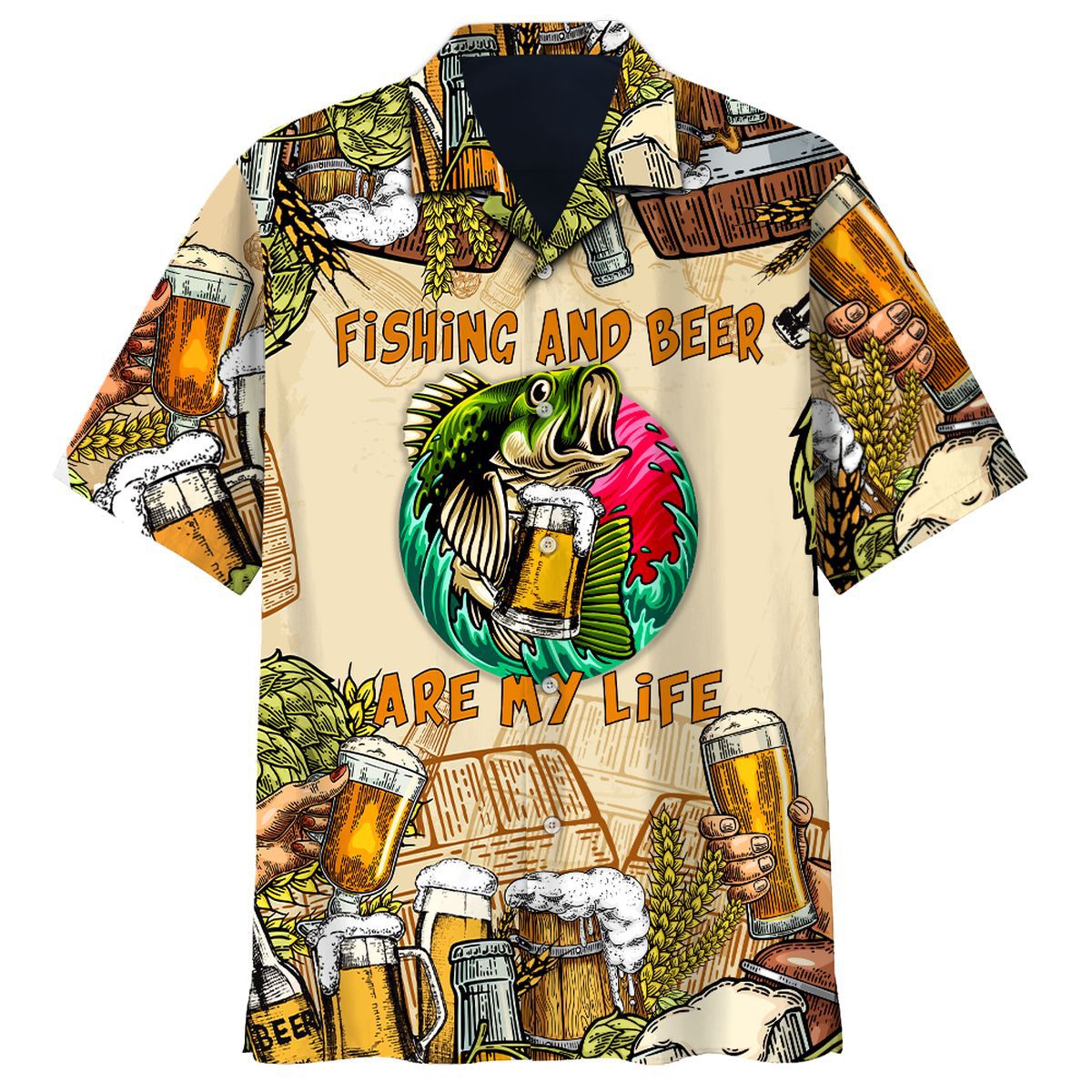 Us Store Fishing And Beer Are My Life For Man And Woman Print Short Sleeve Hawaiian Shirt G95