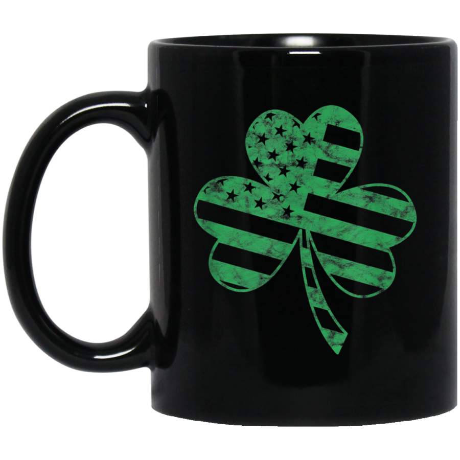 Irish American Flag Vintage Shamrock St Patricks Day Mug