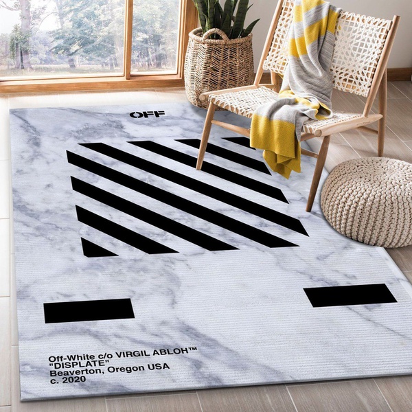 Off White Black Marmor Area Rug Living Room Rug Home Decor Floor Decor