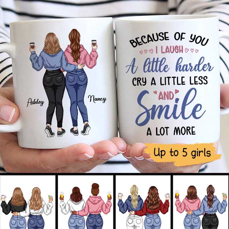 Besties Best Friends Back View Because Of You Personalized Mug