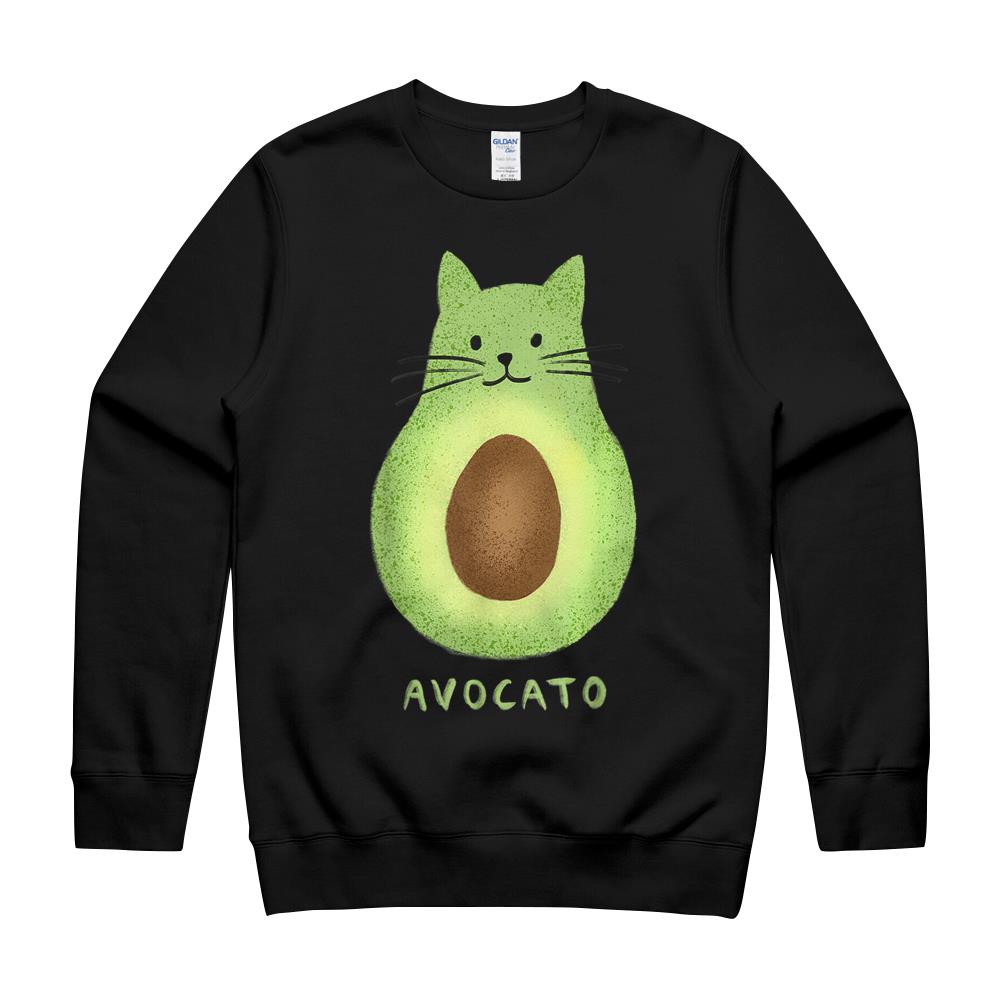 Avocato Funny Cute Cat Avocado Vegan And Cat Lover Kitten T-Shirt Crewneck Sweatshirt