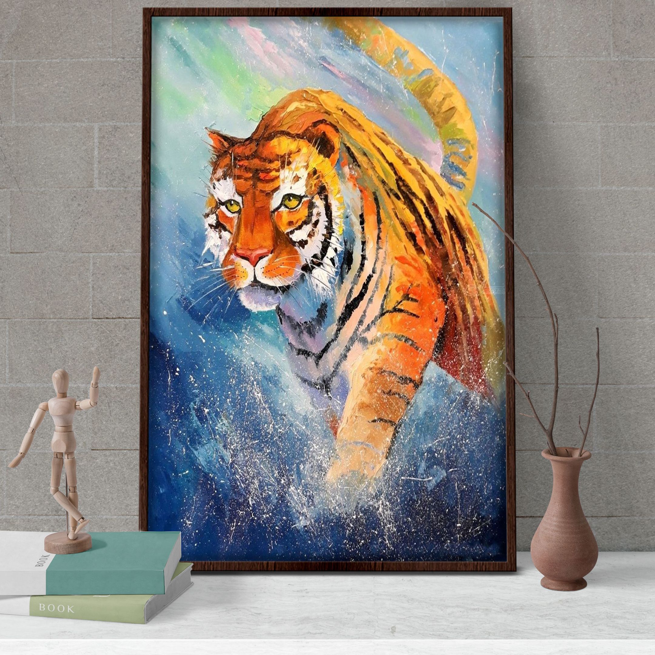 B1506 G825 Tiger Watercolor Art Poster & Canvas