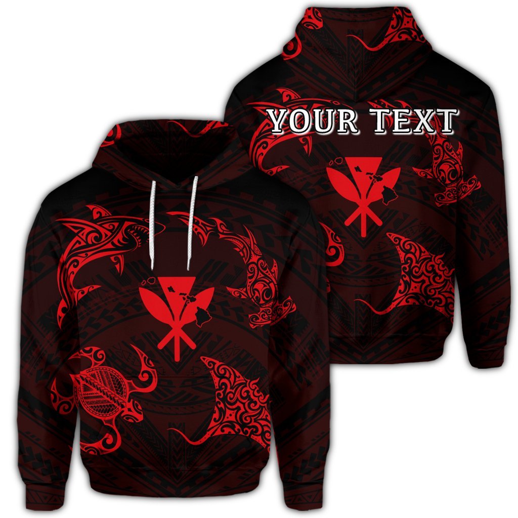 (Personalised) Polynesian Turtle Hammerhead Shark Ray Kanaka Hawaii Hoodie Circle Red – AH – J5R