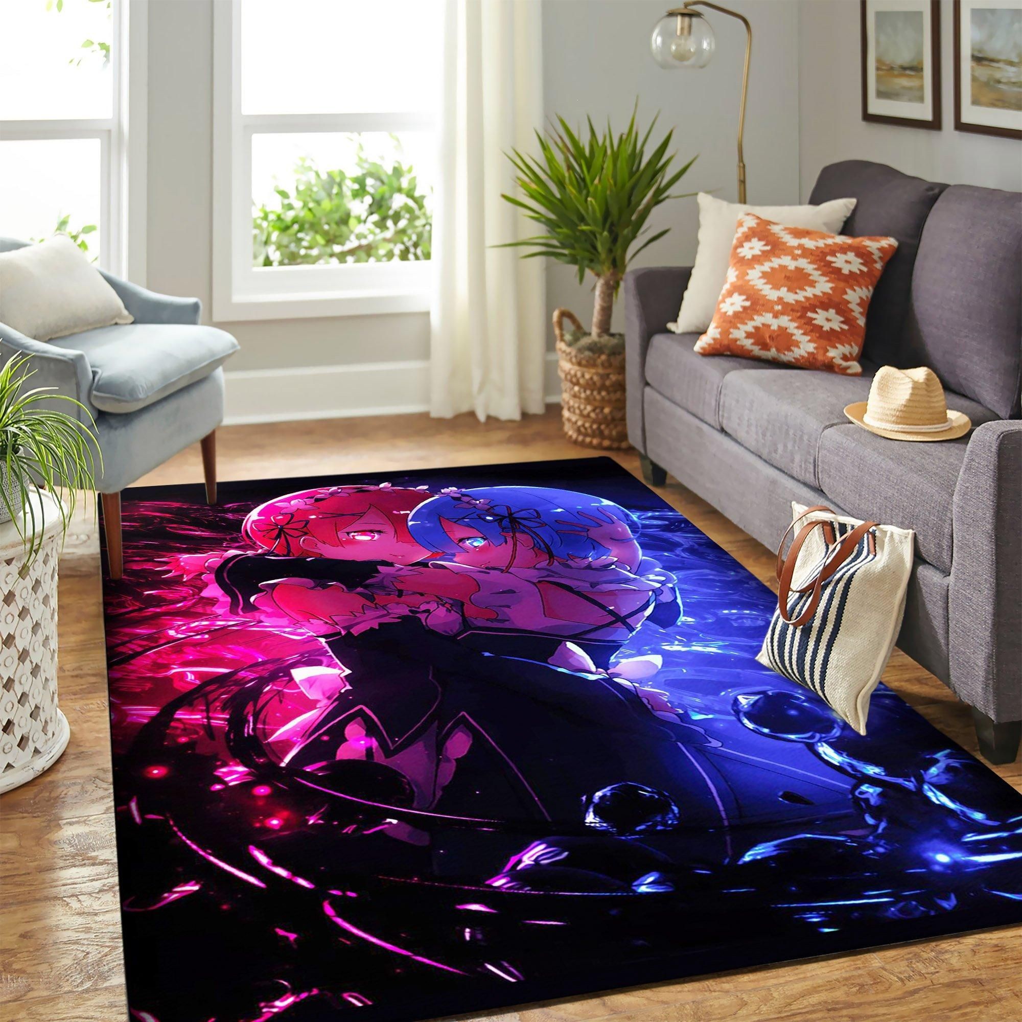 Rem And Ram Rezero Area Rug Geeky Carpet – home decor – Bedroom Living Room decor