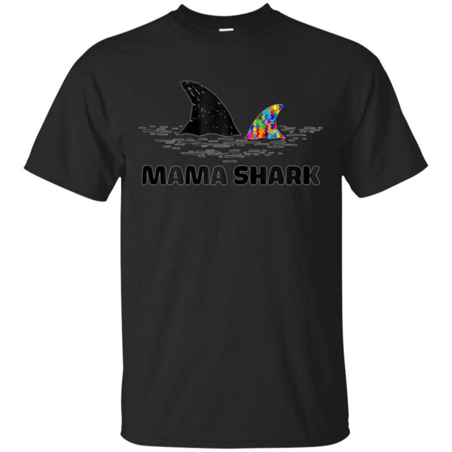 Womens Mama Shark Autism Puzzle Piece Shirt For Mother Love Shark