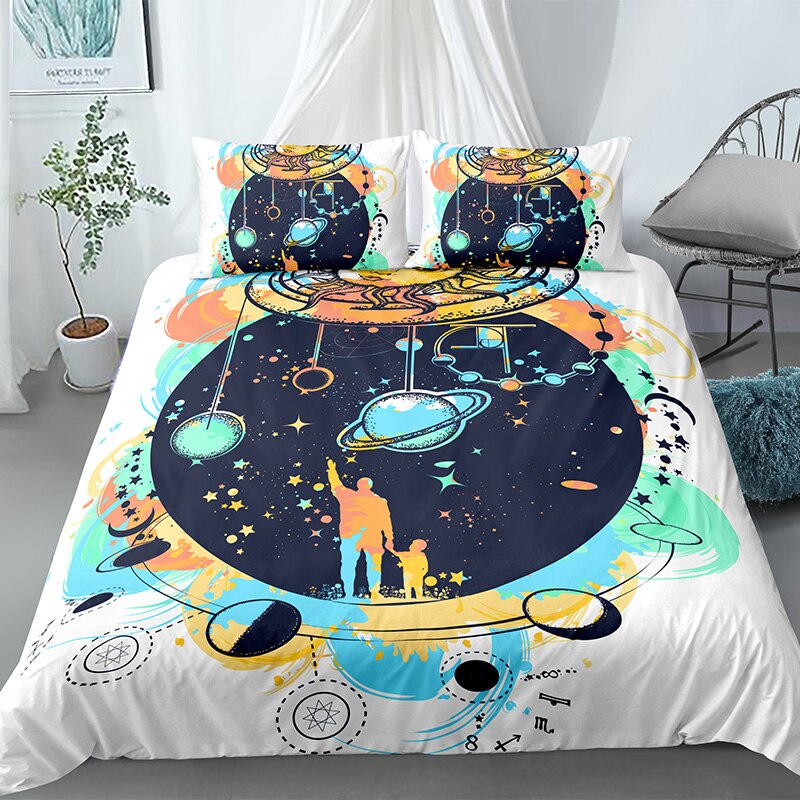 Beautiful Starry Sky Pattern Down Bed Cover Pillowcase 3D Digital Printing Bedding Set Home Decoration 2/ 3 Pieces Duvet Covers