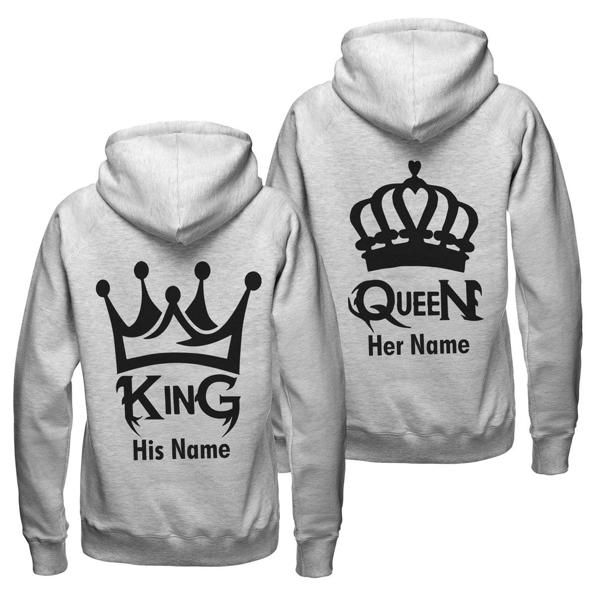 Personalized King/Queen Couple Hoodie, Custom Couple Hoodie, Anniversary Gift, Valentines Day Gift, Hoodie