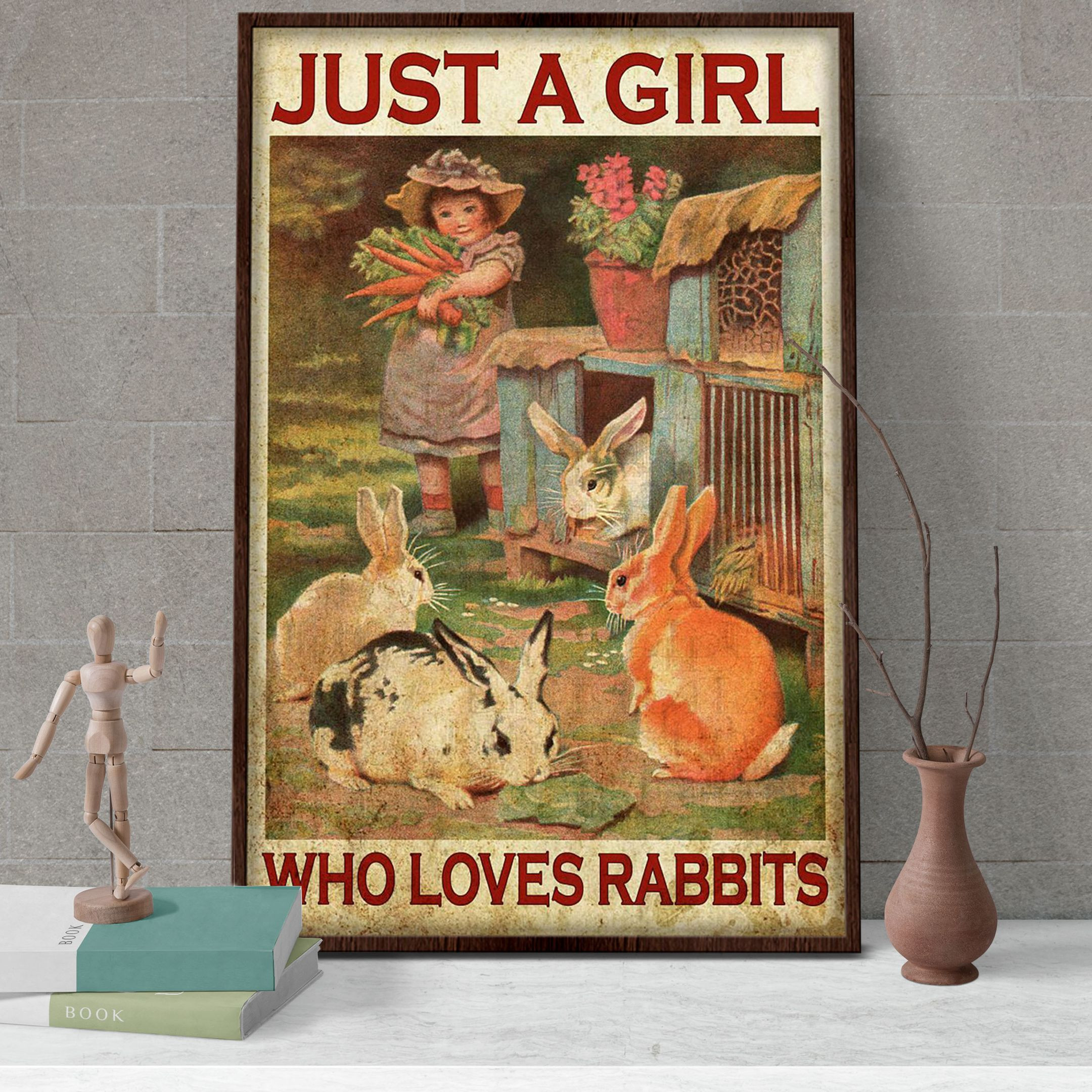 Just A Girl Who Love Rabbits Poster Canvas Home Décor Birthday Christmas Gifts For Girl Daughter Niece Sister