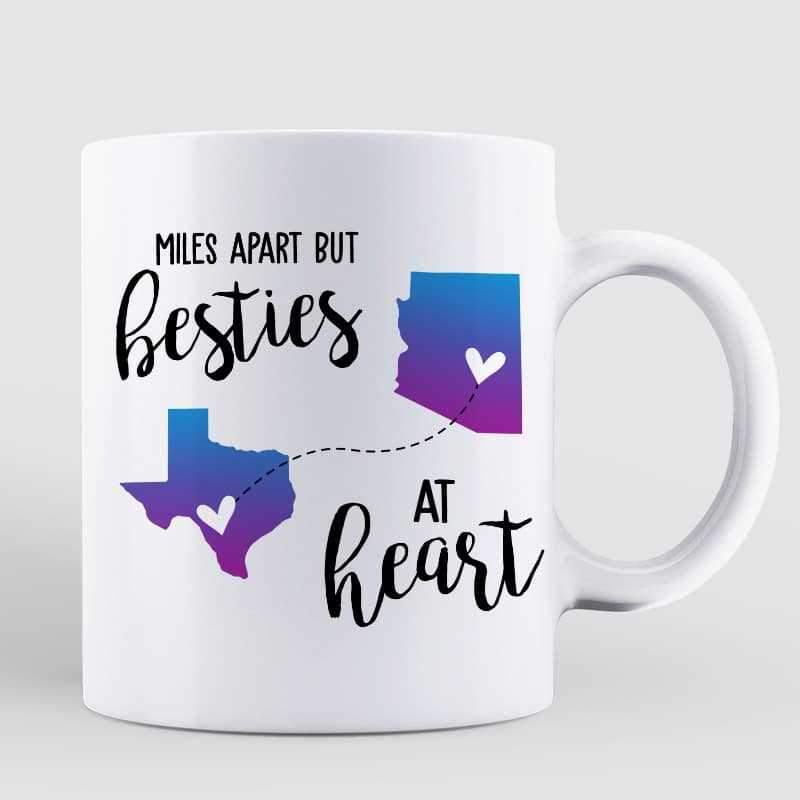 Besties Long Distance Modern Girls Front View Personalized Mug