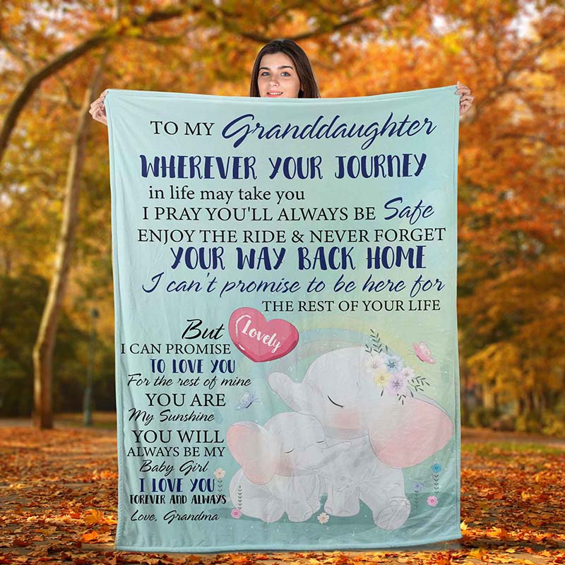 Skitongift Blanket For Sofa Throws, Bed Throws Blanket-Elephant To My Daughter I Pray You’Ll Always Be Safe Anjoy Your Way Back Home I Love Grandma-Tt2504