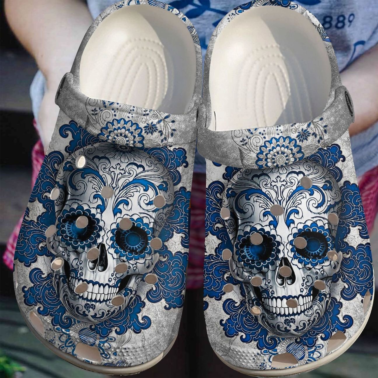 Skull Personalize Clog, Custom Name, Text, Fashion Style For Women, Men, Kid, Print 3D Whitesole Lay Me Down