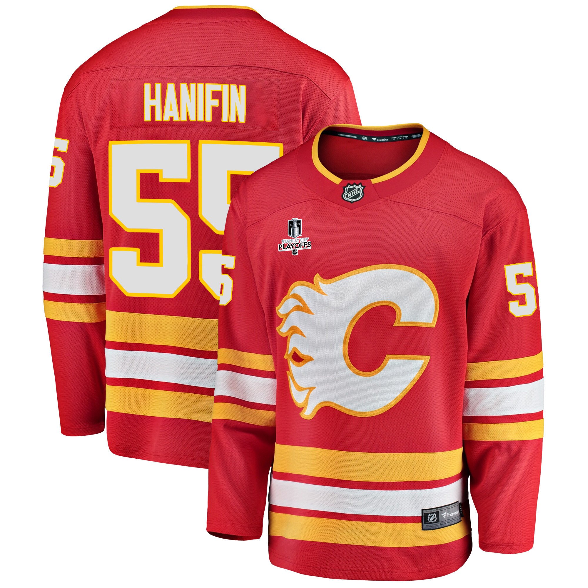 Calgary Flames Noah Hanifin 55 Home 2022 Stanley Cup Playoffs Breakaway Men Jersey – Red