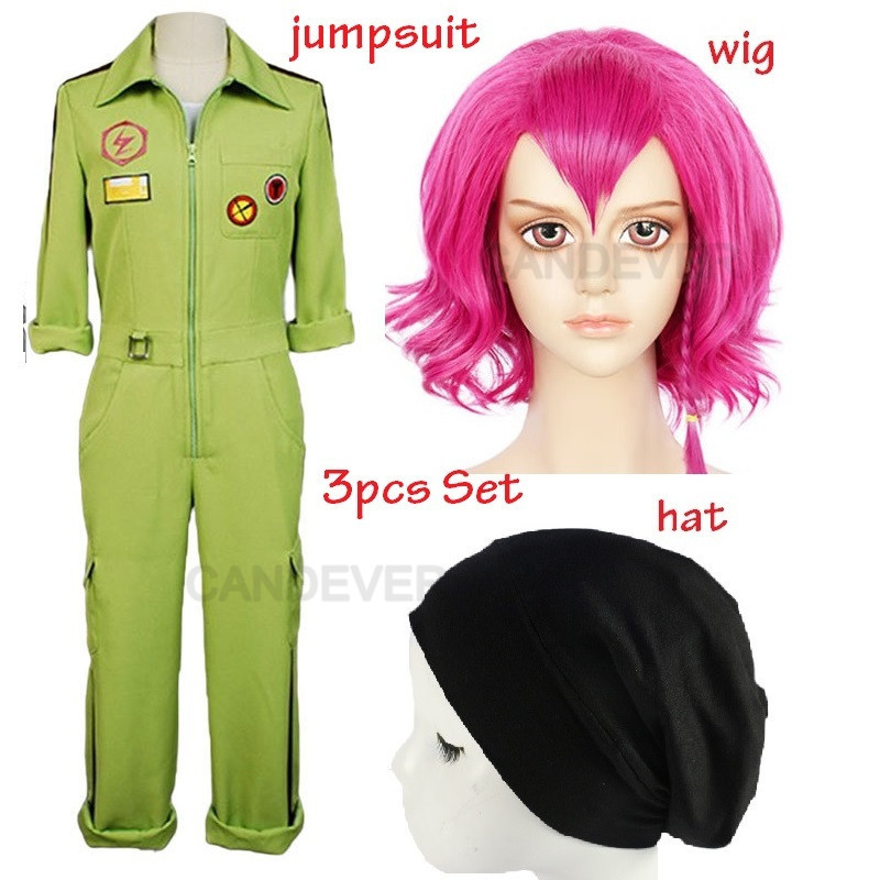 Anime Cosplay Super DanganRonpa 2 Despair Kazuichi Souda Cosplay Costume Men Women Female Jumpsuit Halloween Costume wig hat alx