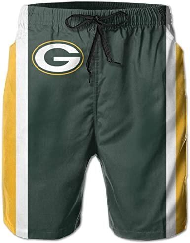 Mens 3D Green Bay Packers Customized Logo Graphic Swim Trunks Beach Party Game Gifts Sports Swimming Short Pants 3D