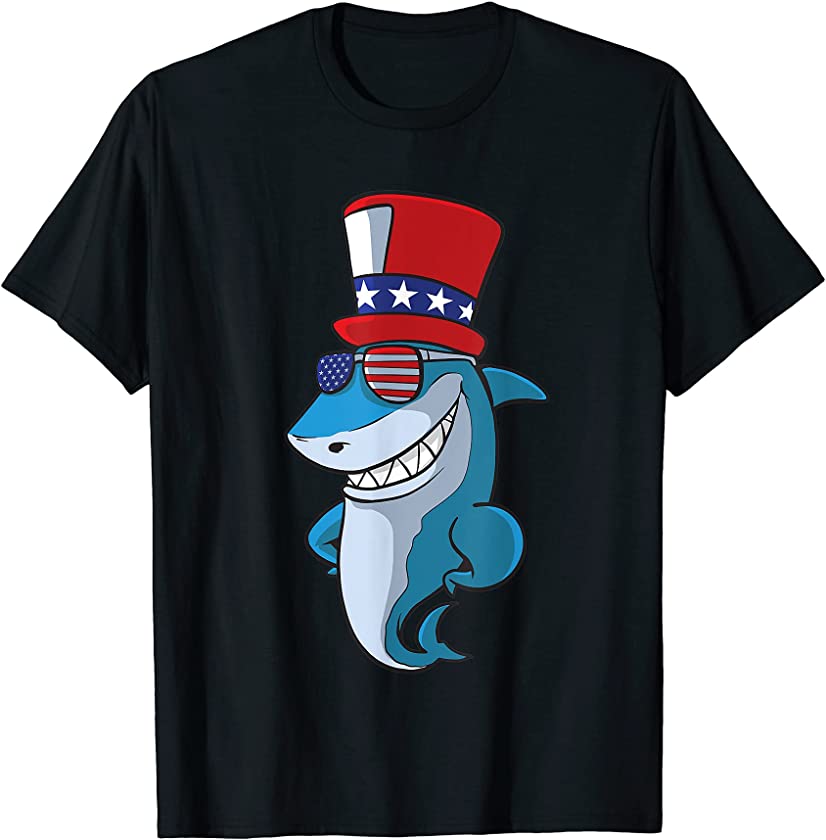 4th Of July Shark For Kids, Woman & Men, Independence Day T-Shirt