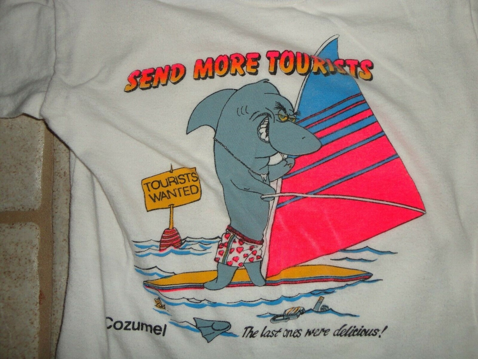 Vtg 80S Send More Tourists Shark Vacation Comic Cozumel Tshirt Child  4