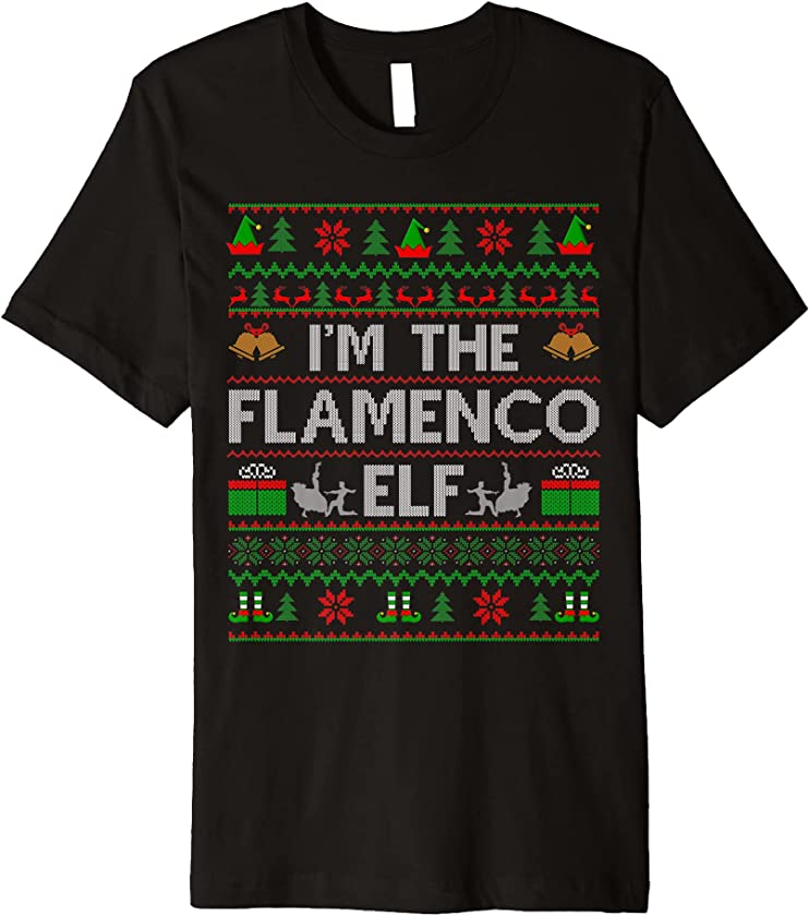 Ugly Christmas Sweater Style I’m The Flamenco Elf Xmas Premium T-Shirt