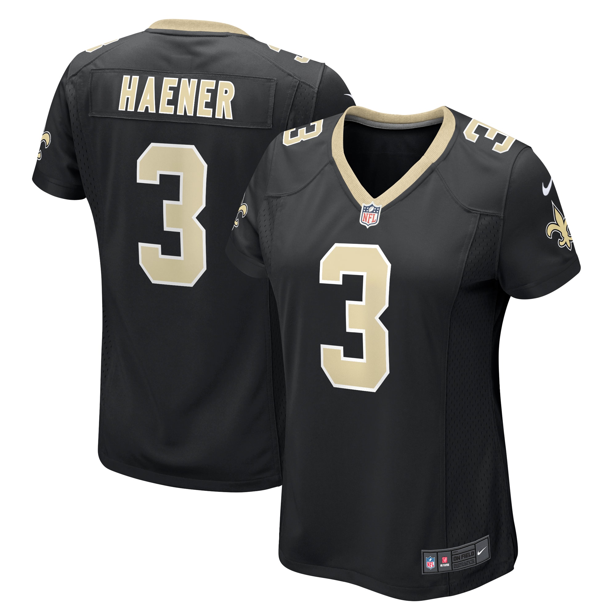 Women’s New Orleans Saints Jake Haener  Black Team Game Jersey