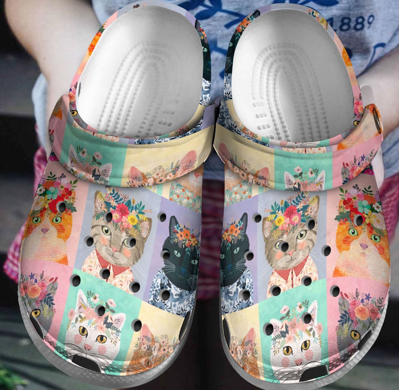 Cat Personalized Clog, Custom Name, Text, Color, Number Fashion Style For Women, Men, Kid, Print 3D Flower Cat