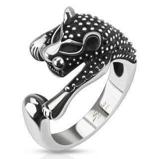 Stainless Steel Black Jaguar Ring