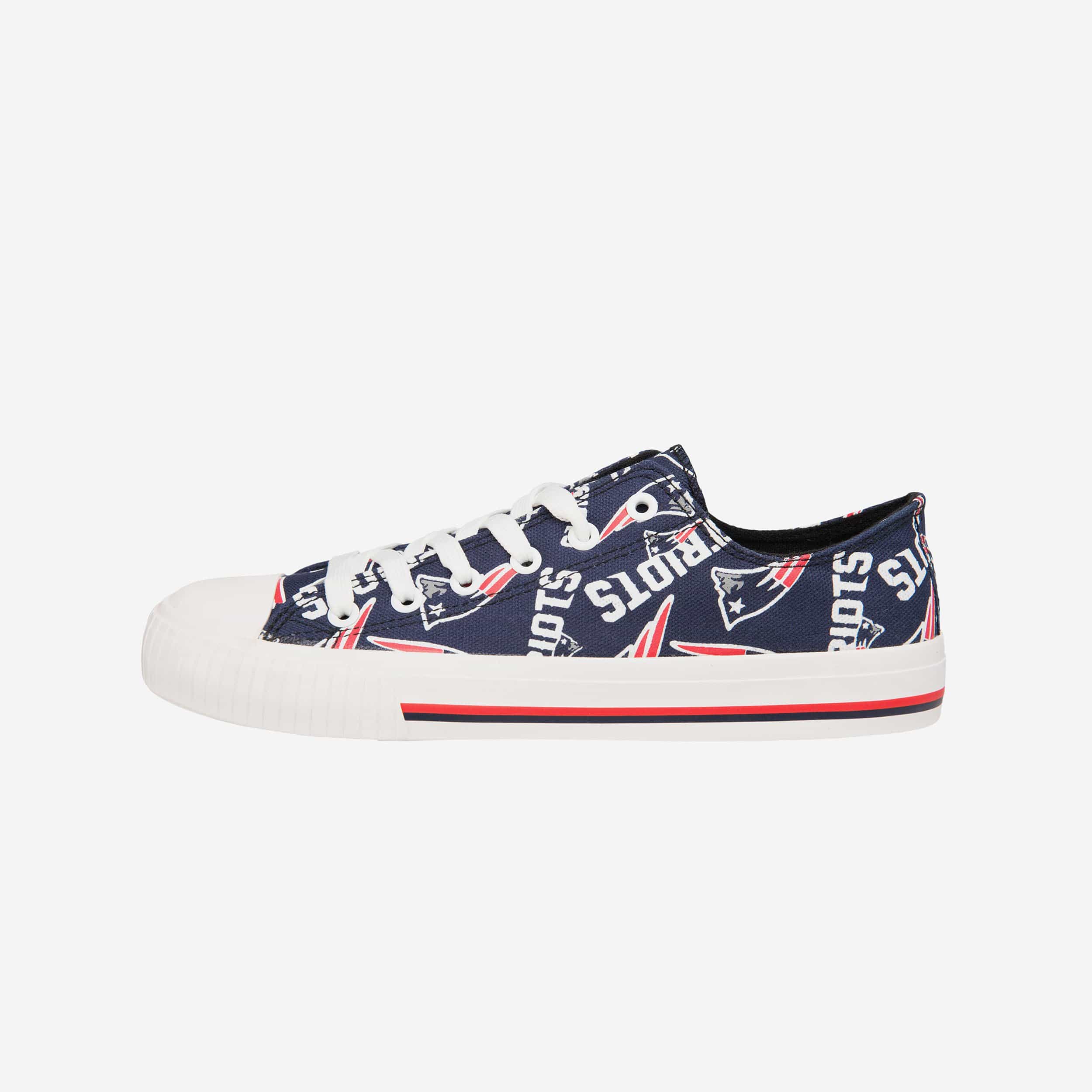 New England Patriots Womens Low Top Repeat Print Canvas Shoe