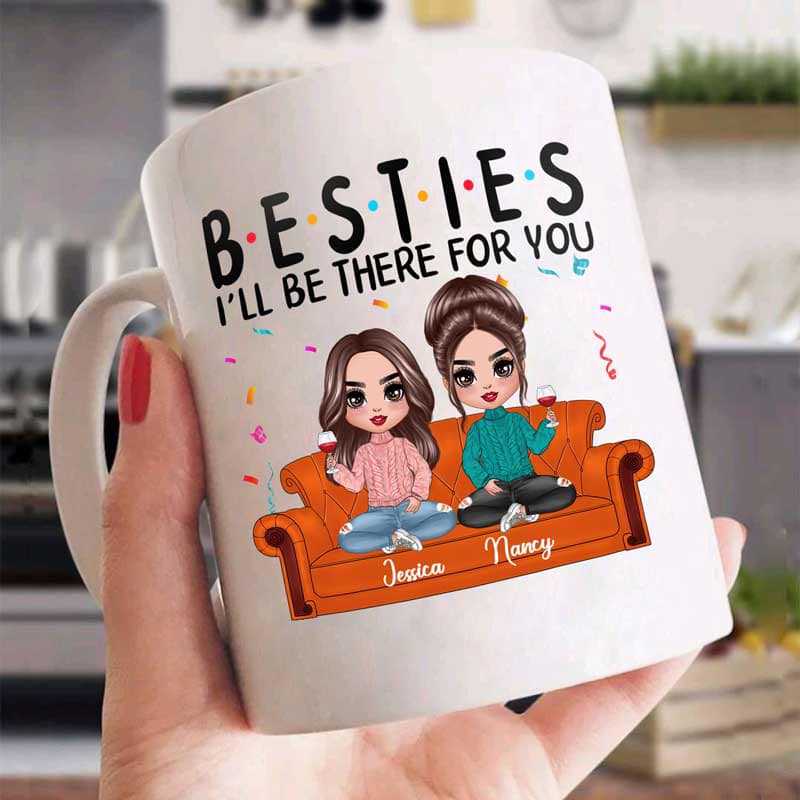 Doll Besties Sitting On Sofa Fr Birthday Gift For Besties Best Friends Personalized Mug