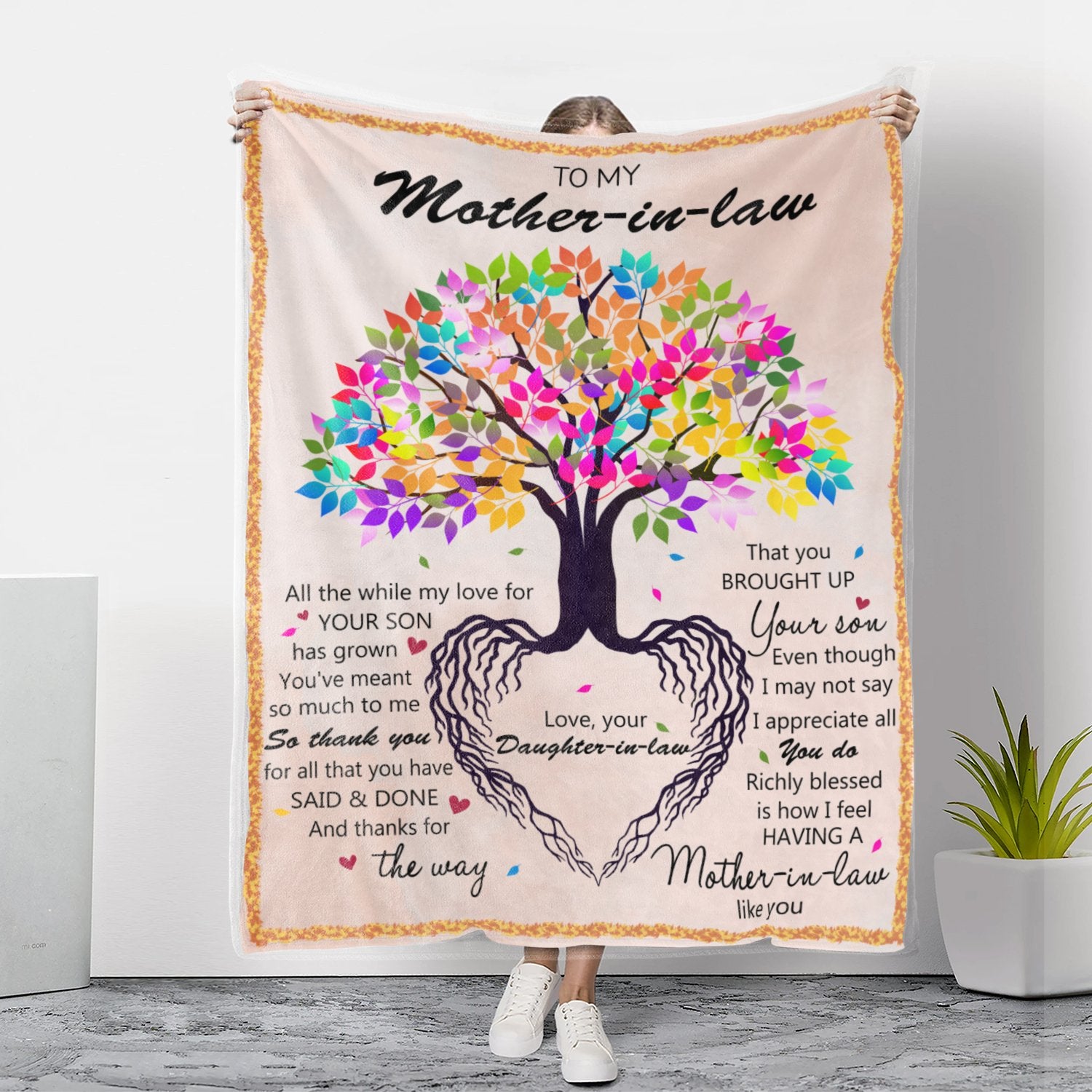 To My Mother-In-Law Fleece Blanket, Richly Blessed, Gift For Mother-In-Law From Daughter-In-Law Birthday Gift Home Decor Bedding Couch Sofa Soft