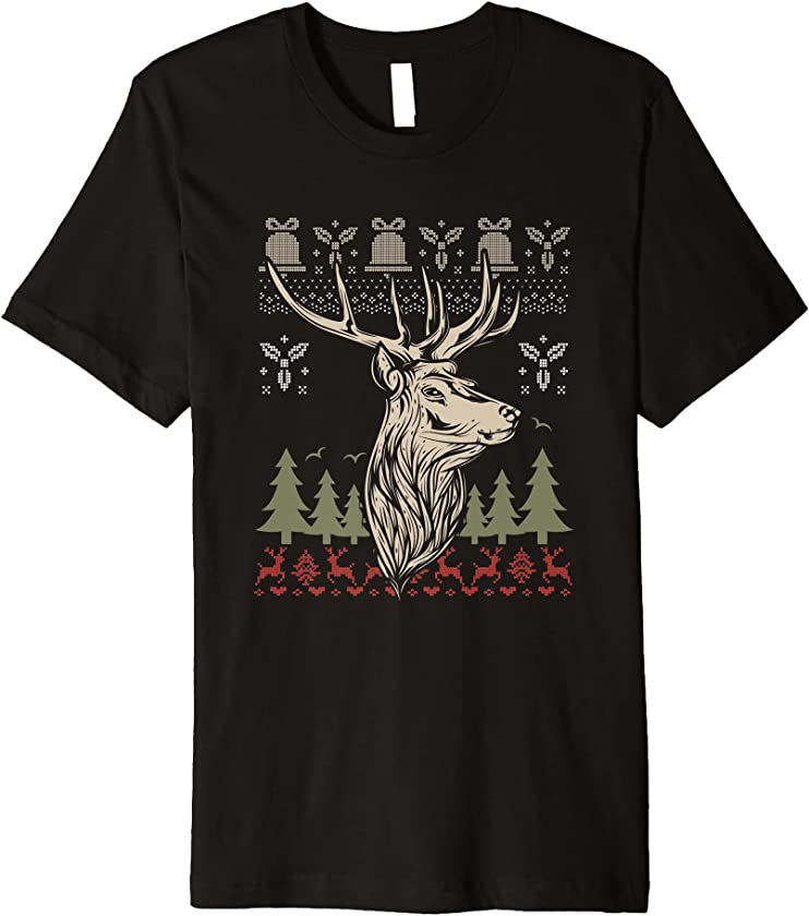 Ugly Christmas Hunting Hunter Santa Claus New Year Deer Hunt Premium T-Shirt