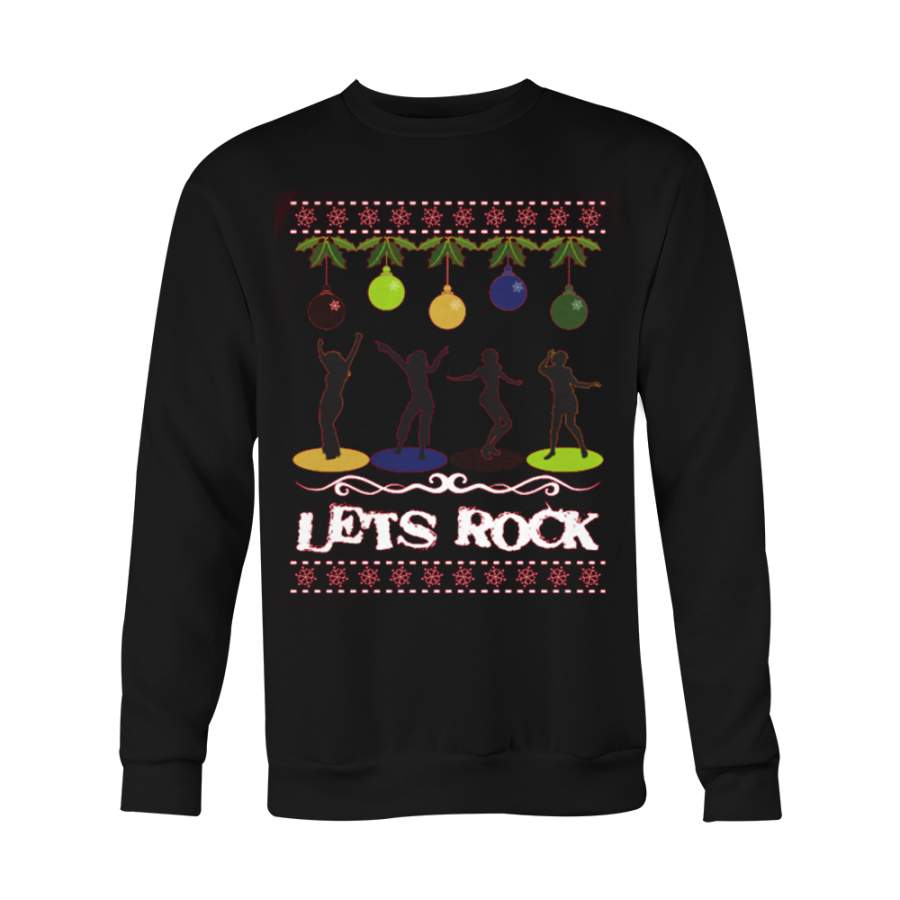 Ugly Christmas Sweatshirt Lets Rock