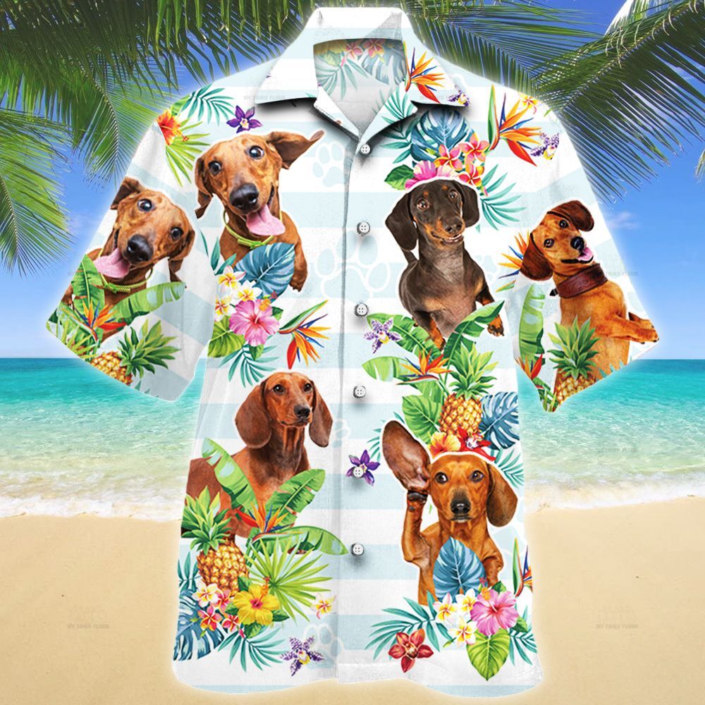 Dachshund Dog Tropical Flower Hawaiian Shirt Ha22749