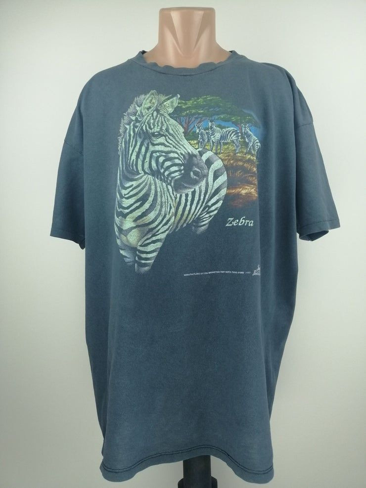 90 S Vintage Zebra Back To Earth 3D Emblem Shirt