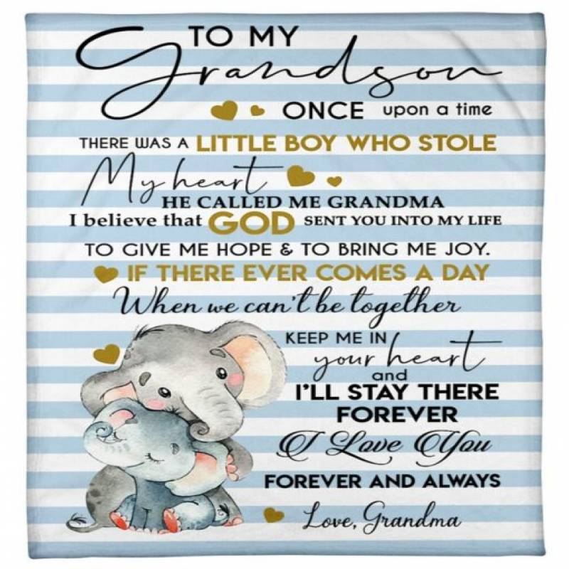 homesweetquilt – To My Grandson From Grandma Elephants fleece blanket, Small, Medium, Large, X-large, hf2608