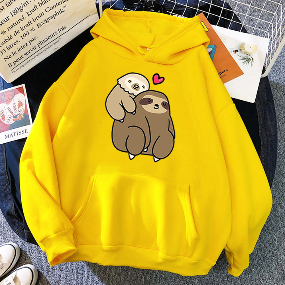 Winter Loose Cute Casual Jumper Jacket Sloth Print Hoodie Sweatshirt Clothing Women’S/Men’S Street Style Hooded Net Sweatshirt alx