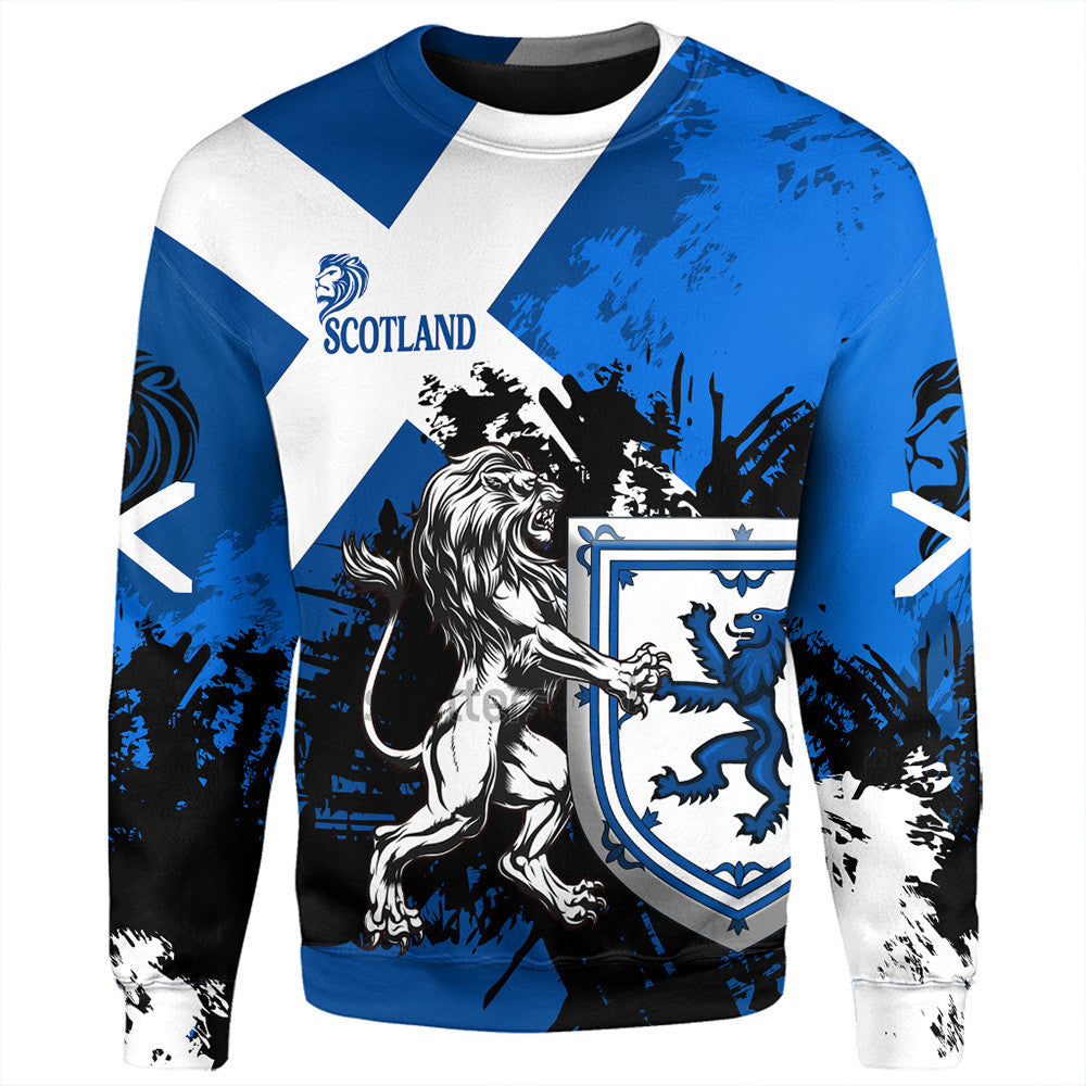 Wonder Print Shop Sweatshirt – Scotland Royal Banner Lion Blue Concept Sweatshirt