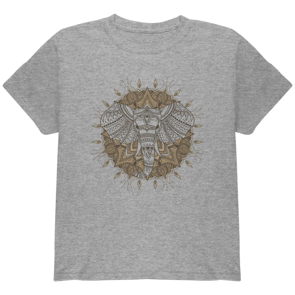 Henna Mandala Elephant Youth T Shirt