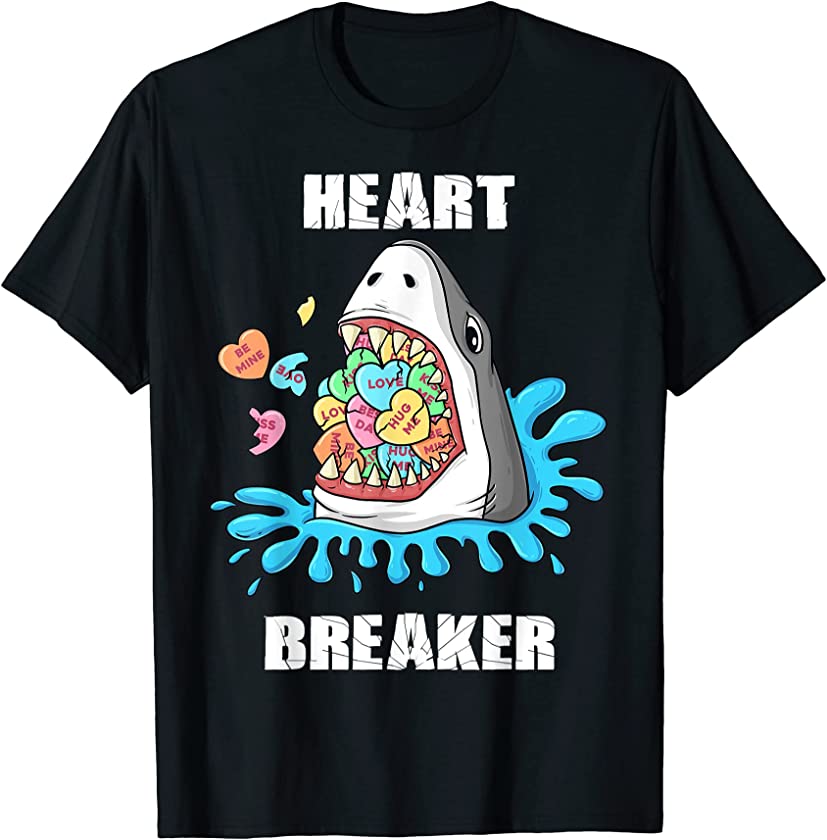 Valentines Day Shark Heart Breaker Funny Boys Kids T-Shirt